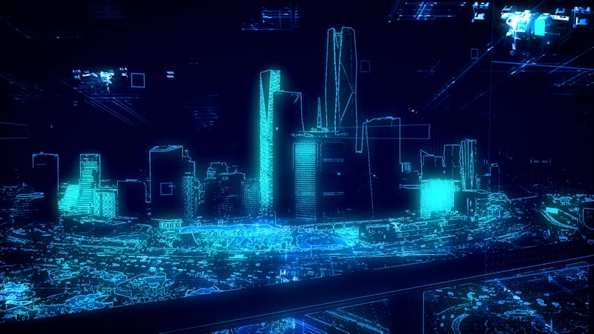 Futuristic city , Artificial intelligence, Internet of things,Aerial view of saudi arabia, vision 2030, saudi arabia, riyadh, holographic city Royalty-Free Stock Footage #1103776373