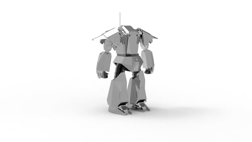 3D CG rendering of a fighter mecha robot