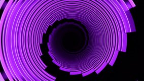 Green and purple bright lines. Design. Black background with stripes rotating in a circle made in 3d abstraction.