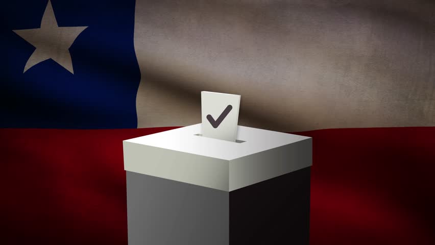 Casting vote into the ballot box during Chile election