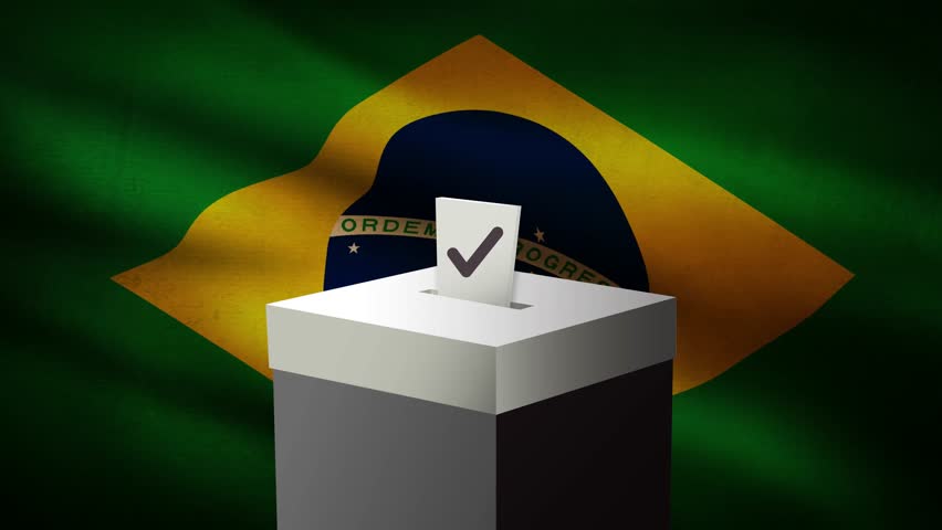 Casting vote into the ballot box during Brazil election