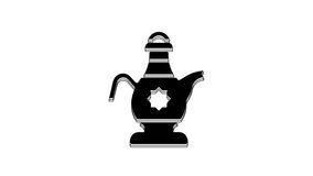 Black Islamic teapot icon isolated on white background. 4K Video motion graphic animation.