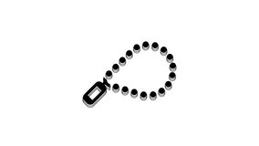 Black Rosary beads religion icon isolated on white background. 4K Video motion graphic animation.