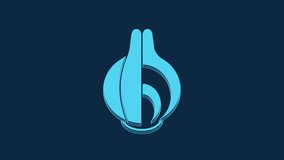 Blue Onion icon isolated on blue background. 4K Video motion graphic animation.