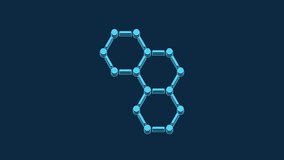 Blue Chemical formula icon isolated on blue background. Abstract hexagon for innovation medicine, health, research and science. 4K Video motion graphic animation.