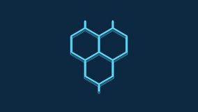 Blue Chemical formula icon isolated on blue background. Abstract hexagon for innovation medicine, health, research and science. 4K Video motion graphic animation.