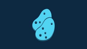 Blue Potato icon isolated on blue background. 4K Video motion graphic animation.