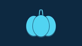 Blue Pumpkin icon isolated on blue background. Happy Halloween party. 4K Video motion graphic animation.
