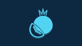 Blue Tomato icon isolated on blue background. 4K Video motion graphic animation.