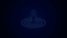 Glowing neon line Water drop icon isolated on black background. 4K Video motion graphic animation.