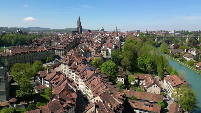 Stunning drone footage of Bern the capital of Switzerland Royalty-Free Stock Footage #1103787593