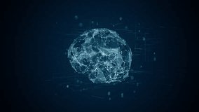 Motion graphic of Blue polygon digital brain logo with grid line and ai technology icon rotation on futuristic abstract background artificial intelligence concepts - Powered by Shutterstock - Get 15% off with code: PIKWIZARD15
