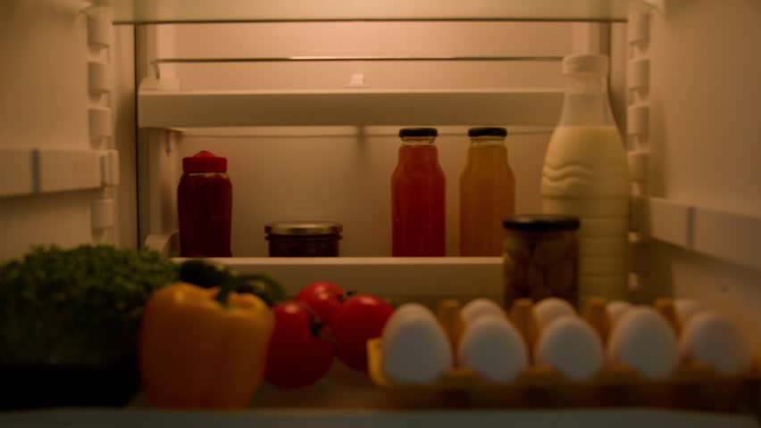 POV Point of view from inside fridge adult couple feeling bad disgusting unpleasant smell from broken refrigerator spoiled rotten food meal middle-aged man and woman awful smelling stink from freezer Royalty-Free Stock Footage #1103804395