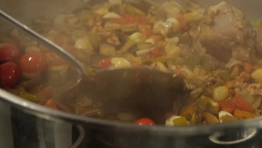 A very special meat dish from the Turkish Cuisine, shot in close-up, Kebab with Eggplant, a dish made with Lamb Meat