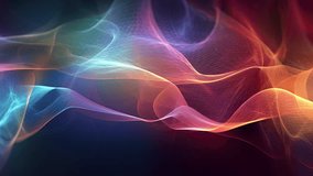 abstract translucent wavy shapes motion video background with ambient lightning, waves movement, luxury technological graphic with lines and points