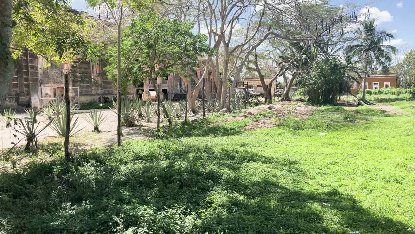 shot of abandoned hacienda in Yucatan entrance