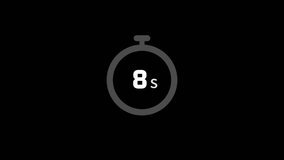 8 second countdown clock animation, alpha channel