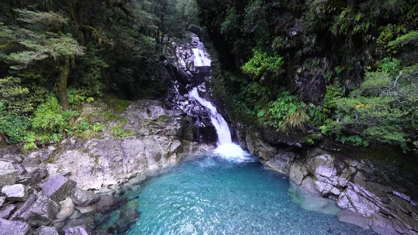 The Christie falls midway between te Anau and Milford Sound in New Zealand 