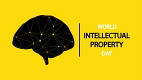 Intellectual property world day brain, art video illustration.