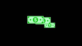 dollar transfer icon money Animation loop motion graphics video transparent background with alpha channel