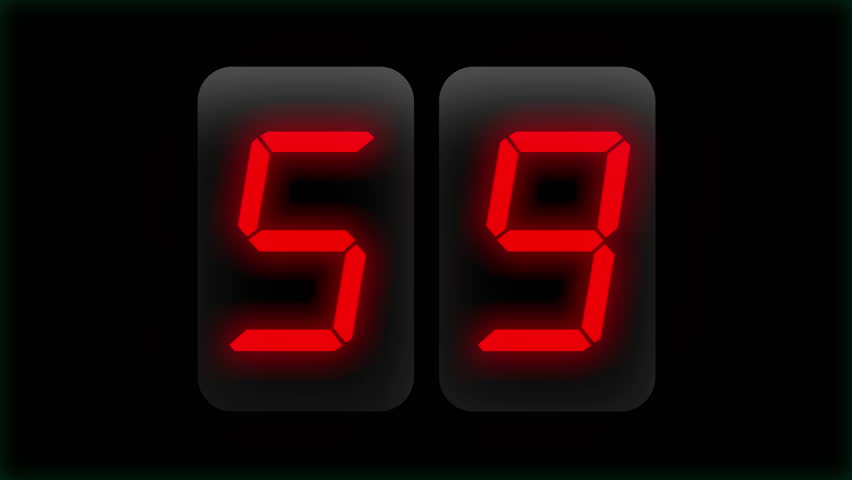 digital 2 digit alarm clock countdown graphic one minute real time