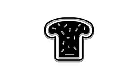 Black Bread toast for sandwich piece of roasted crouton icon isolated on white background. Lunch, dinner, breakfast snack. 4K Video motion graphic animation.