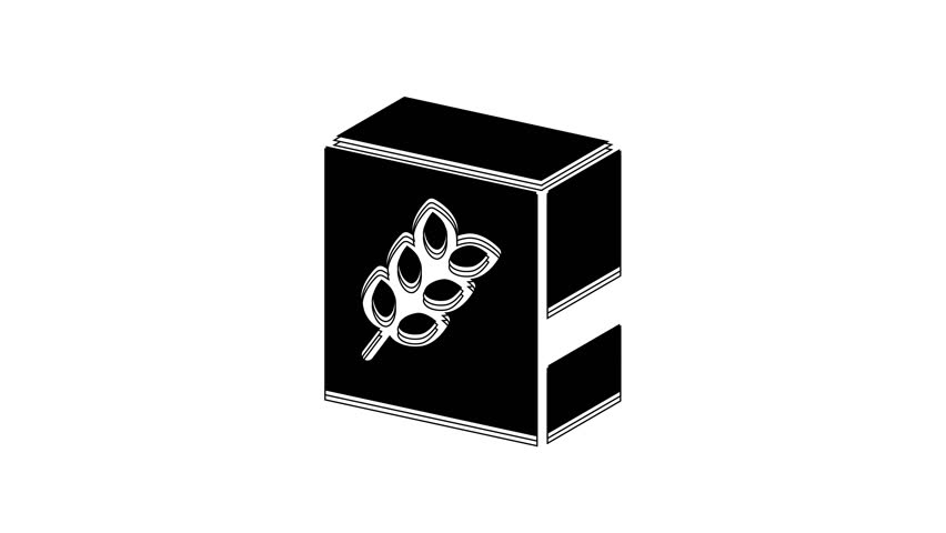 Black Flour pack icon isolated on white background. 4K Video motion graphic animation.