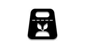 Black Pack full of seeds of a specific plant icon isolated on white background. 4K Video motion graphic animation.