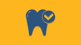 Blue Tooth whitening concept icon isolated on orange background. Tooth symbol for dentistry clinic or dentist medical center. 4K Video motion graphic animation.