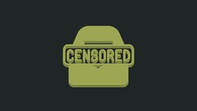 Green Censored stamp icon isolated on black background. 4K Video motion graphic animation.