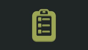 Green To do list or planning icon isolated on black background. 4K Video motion graphic animation.