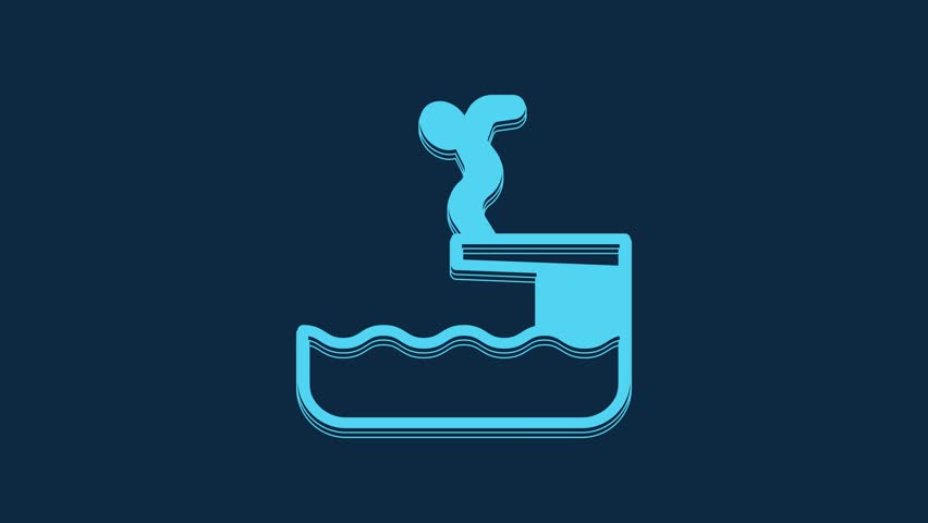Blue Swimmer diving into pool icon isolated on blue background. 4K Video motion graphic animation. Royalty-Free Stock Footage #1103832071
