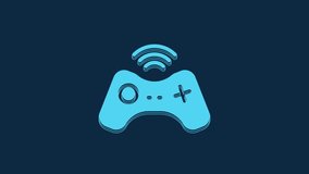 Blue Wireless gamepad icon isolated on blue background. Game controller. 4K Video motion graphic animation. - Powered by Shutterstock - Get 15% off with code: PIKWIZARD15