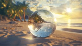 A Glass Sphere On A Beach