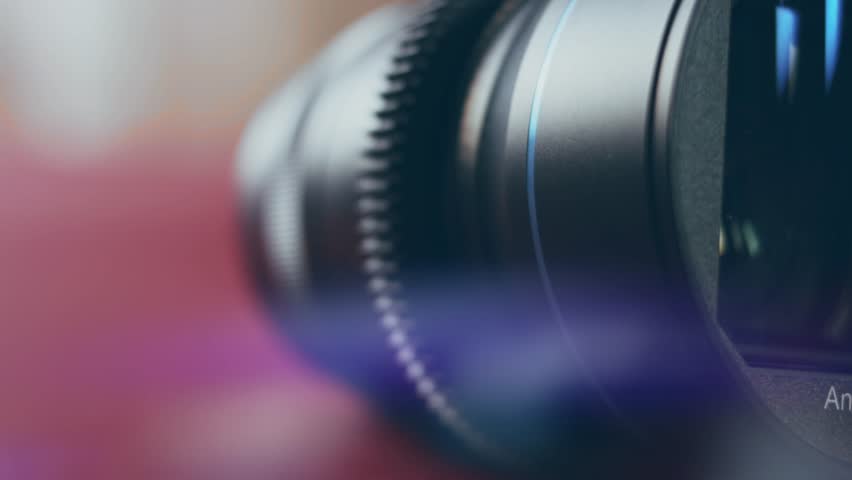 Contour and smoke of Focusing lens of digital camera. The Lens Of The Camera. Close-Up. Camera Focus Focusing And Shooting. Concept of proffesional service for photographic or filmmaker equipment