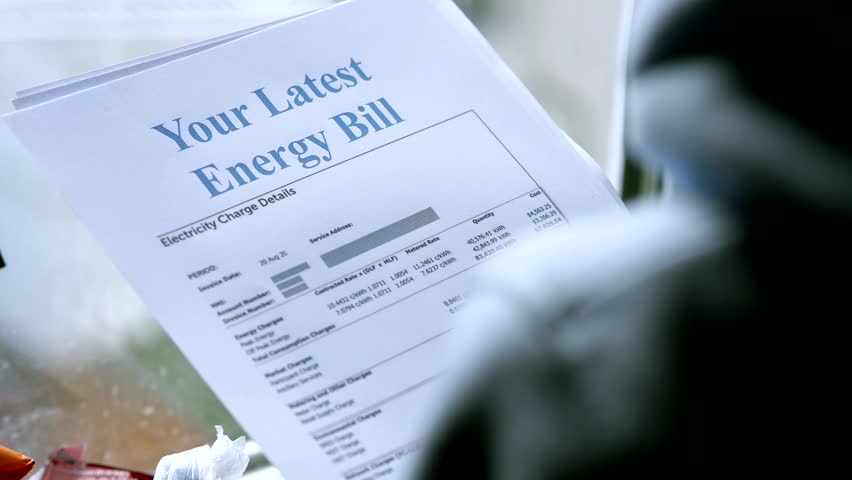 Astonished Communal Electricity Bill Consumption Charge. Domestic Charge Electric Price. Home Tax Payment. Energy Saving Accounting Bill. Home Budget Expenses Cost. Household Finance Payment Charge | Shutterstock HD Video #1103860247