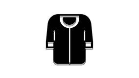 Black Baseball t-shirt icon isolated on white background. Baseball jersey, sport uniform, raglan t-shirt sport. 4K Video motion graphic animation.