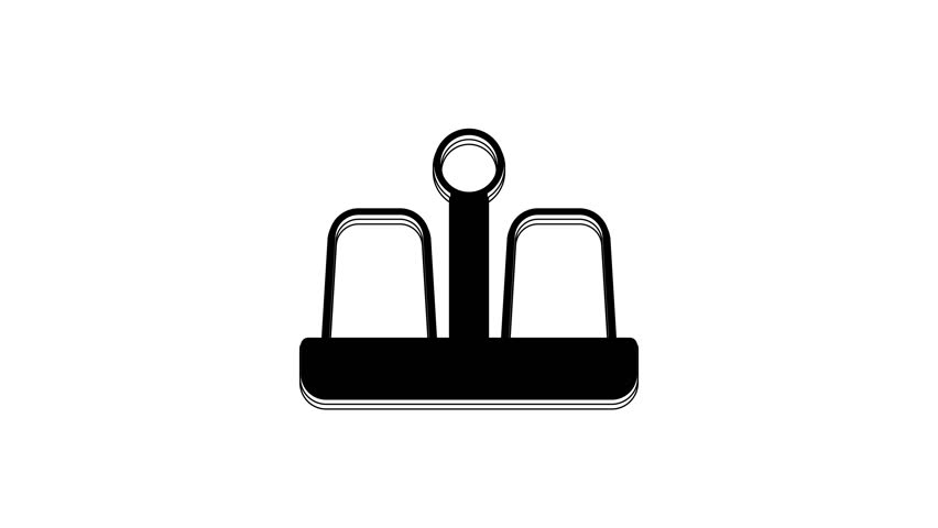 Black Salt and pepper icon isolated on white background. Cooking spices. 4K Video motion graphic animation.