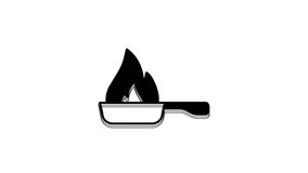 Black Frying pan icon isolated on white background. Fry or roast food symbol. 4K Video motion graphic animation.