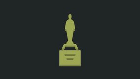 Green Movie trophy icon isolated on black background. Academy award icon. Films and cinema symbol. 4K Video motion graphic animation.