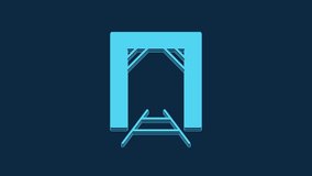 Blue Mine entrance icon isolated on blue background. 4K Video motion graphic animation.