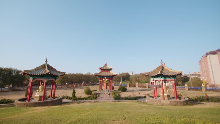 Pagodas with buddhist saints on territory of central khurul