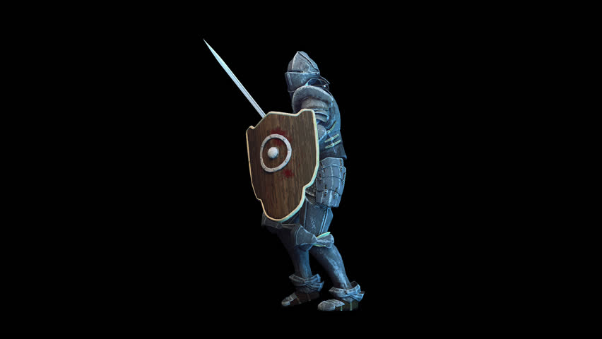 Knight in armor with sword and shield