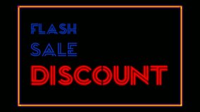 Neon light text flash sale Discount 85 percent on black background black friday,big sale event for shop,retail, resort,bar display promotion business concept