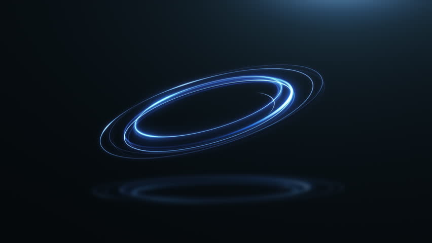 Loop circular neon blue light with glitter particles on black background. 3D Illustration Royalty-Free Stock Footage #1103912539