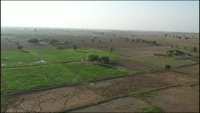 video offers a bird's eye view of Pakistan's verdant agricultural land. The drone shot captures the lush fields, filled with vibrant crops and showcasing the country's agricultural prosperity.