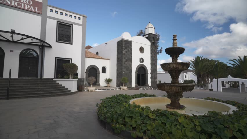 Iglesia de San Bartolome church and theatre in Plaza Leon y Castillo, San Bartolome, Las Palmas, Lanzarote, Canary Islands, Spain, Atlantic, Europe