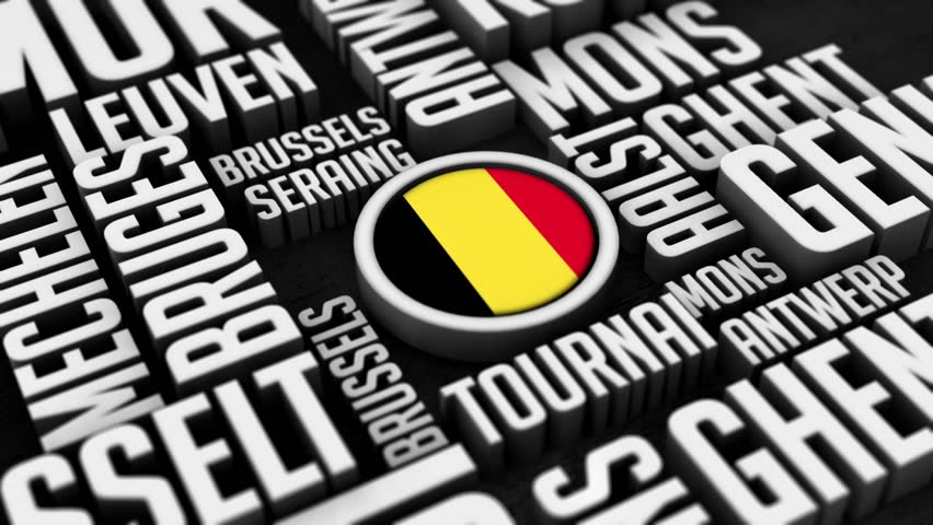 Belgium Cities Word Cloud Collage In 3D