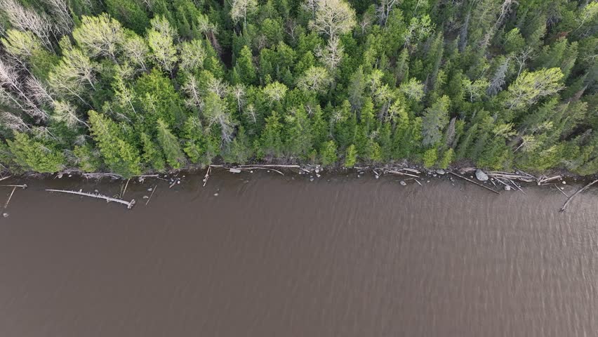 Aerial Of The Ottawa River Shoreline In Northern Ontario Canada