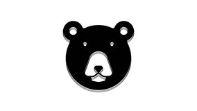 Black Bear head icon isolated on white background. 4K Video motion graphic animation.